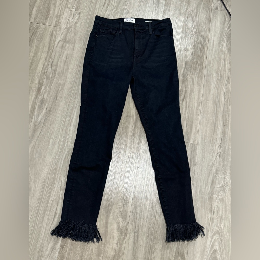 Frame Ali High Rise Skinny Frayed Jeans - Picture 3 of 6